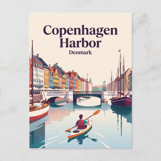 Cartão Postal Porto de Copenhague Dinamarca (Frente)