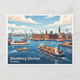 Cartão Postal Porto de Hamburgo Alemanha