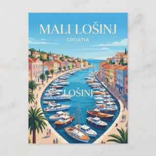 Cartão Postal Porto de Mali Lošinj Croácia