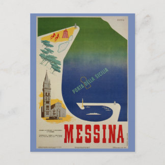 Cartão Postal Porto de Messina, Sicília vintage, viagem italiano