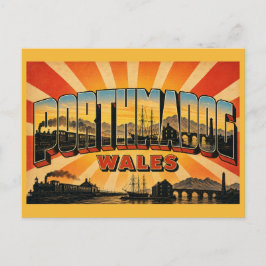 Cartão Postal Porto de Porthmadog e Ffestiniog Railway País de G