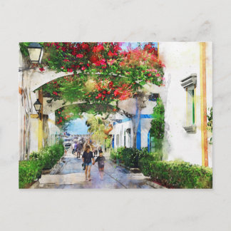 Cartão Postal Porto de Porto da Cidade, na Gran Canaria. Tinta.