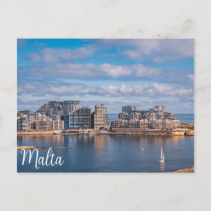 Cartão Postal Porto de Sliema e arranha-céus em Malta