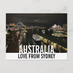Cartão Postal Porto de Sydney à Noite Com Amor da Austrália