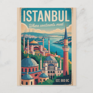 Cartão Postal Pôrto do Istambul Turquia Paisagem Urbana Céu Retr