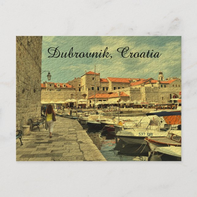 Cartão Postal Porto Dubrovnik Croácia (Frente)