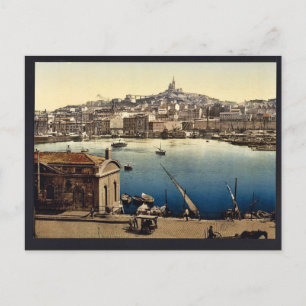 Cartão Postal Porto, Marselha, França vintage Photochrom