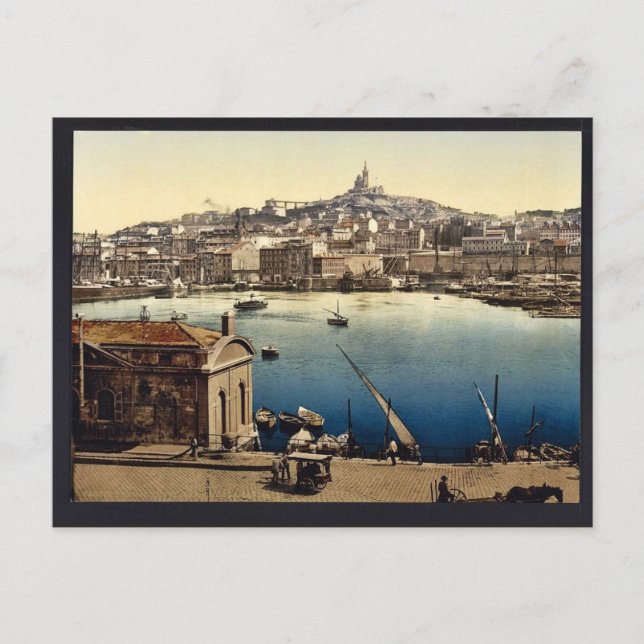 Cartão Postal Porto, Marselha, França vintage Photochrom (Frente)