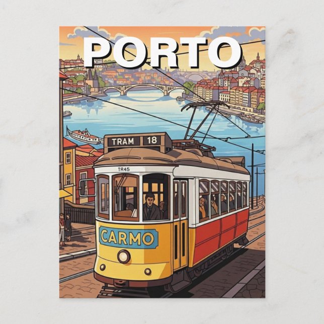 Cartão Postal Porto Portugal Viagem Abstrato (Frente)