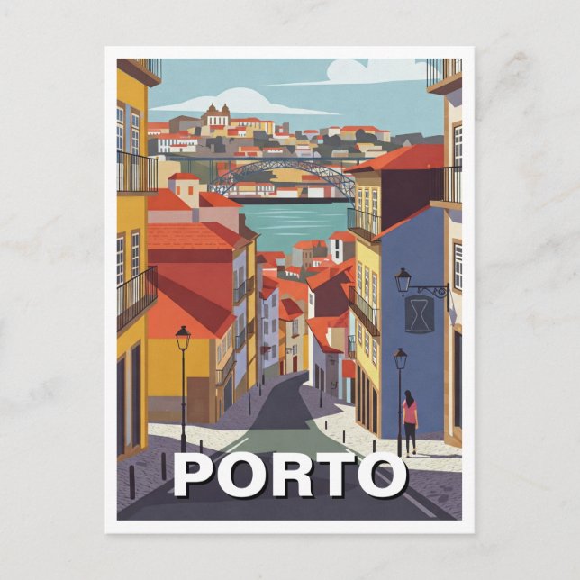 Cartão Postal Porto Portugal Viagem Abstrato (Frente)