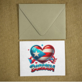 Cartão Postal Porto Rico Boricua Love Heart Flag