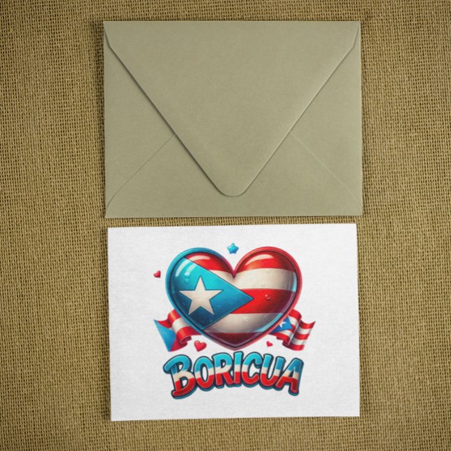 Cartão Postal Porto Rico Boricua Love Heart Flag (Puerto Rico Boricua Love Heart Flag Postcard)