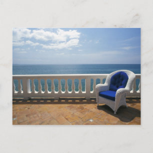 Cartão Postal Porto Rico. Cadeira de vime e terraço ladrilhado n