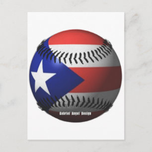 Cartão Postal Porto Rico Flag cobrindo um beisebol