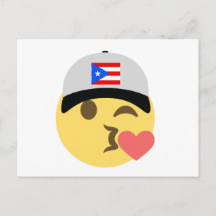 Cartão Postal Porto Rico Hat Kiss Emoji