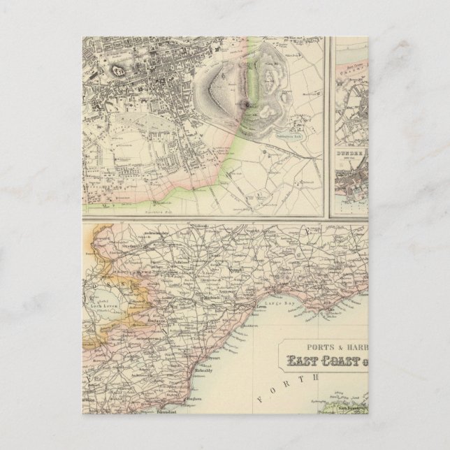 Cartão Postal Portos e portos na costa leste da Escócia (Frente)