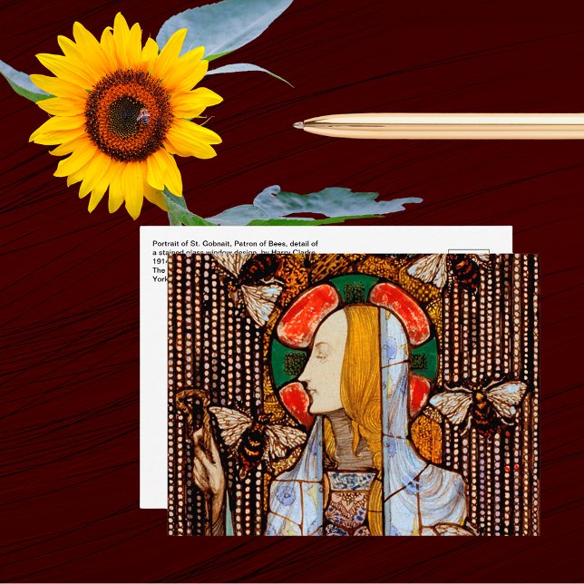 Cartão Postal Portrait of St. Gobnait, Patron of Bees, (Criador carregado)