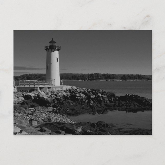 Cartão Postal Portsmouth Harbor Lighthouse-B-W (Frente)