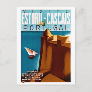 Cartão Postal Portugal Estoril Viagens vintage Poster Restaurado