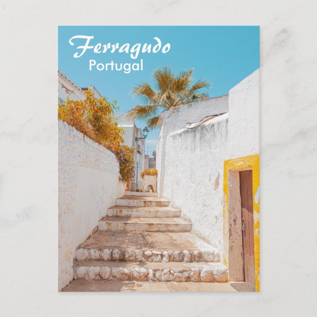 Cartão Postal Portugal Ferragudo nas velhas escadas do Algarve (Frente)
