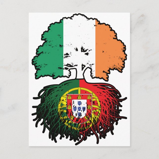 Cartão Postal Portugal Portugal Irish Tree Roots Flag (Frente)