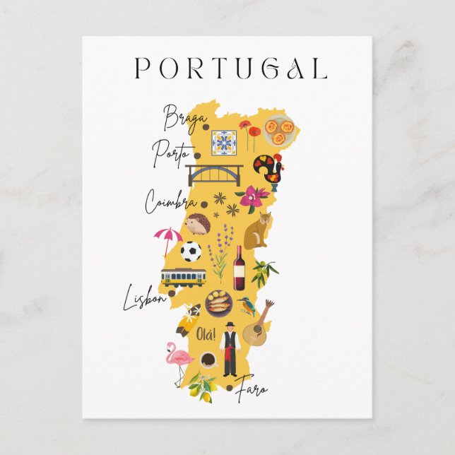 Cartão Postal Portugal travel map (Frente)
