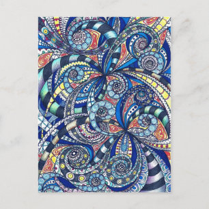 Cartão Postal Pós-cartão Floral abstrato