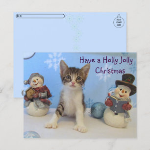 Cartão Postal Pós-travessia de Taromina Cat - Natal Holly Jolly