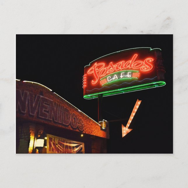 Cartão Postal Posados Cafe Neon Sinal (Frente)