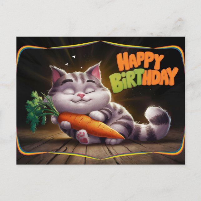 Cartão Postal Poscards Happy Birthday Petit Chat 04 (Frente)
