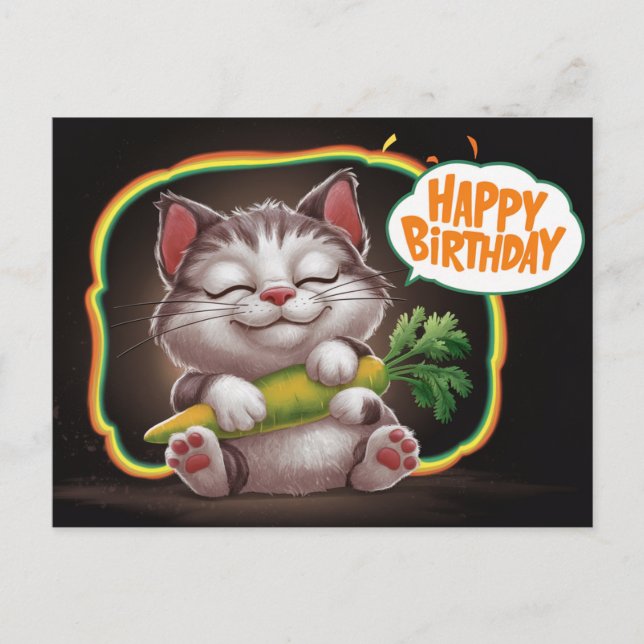 Cartão Postal Poscards Happy Birthday Petit Chat 05 (Frente)