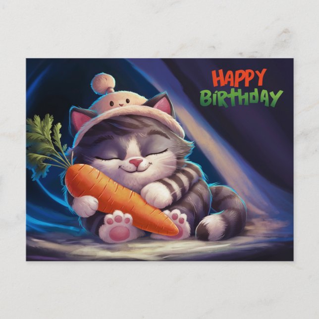 Cartão Postal Poscards Happy Birthday Petit Chat 07 (Frente)