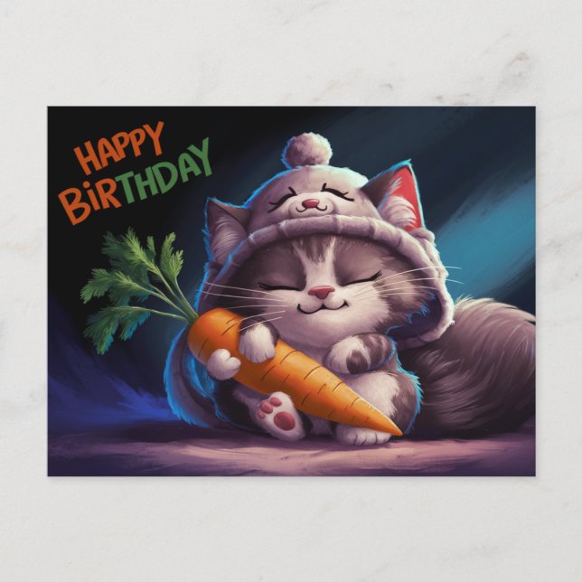 Cartão Postal Poscards Happy Birthday Petit Chat 08 (Frente)
