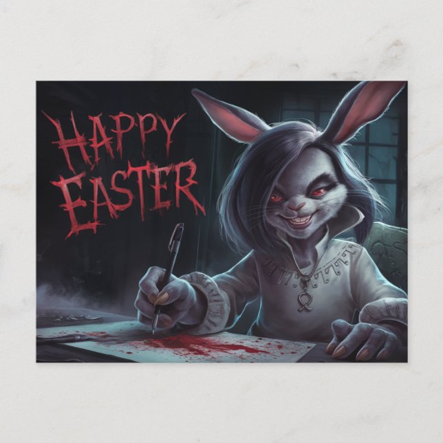 Cartão Postal Poscards Happy Easter Femme Lapin 03 (Frente)