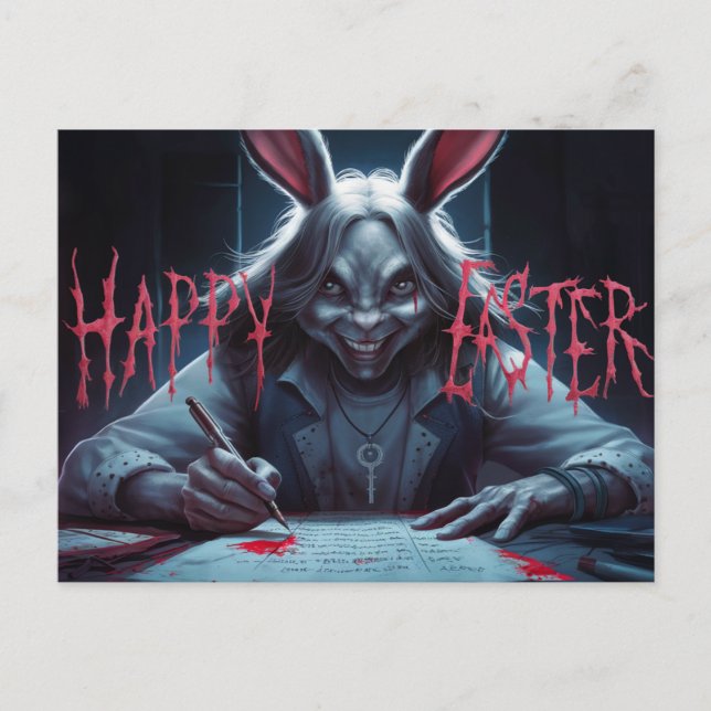 Cartão Postal Poscards Happy Easter Femme Lapin 04 (Frente)