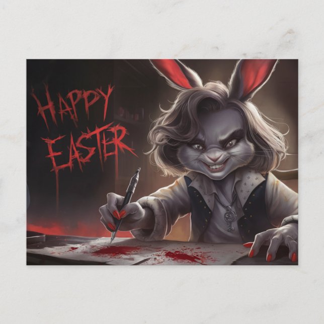 Cartão Postal Poscards Happy Easter Femme Lapin 05 (Frente)