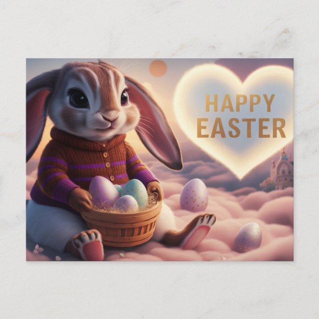 Cartão Postal Poscards Happy Easter Lapin (Frente)