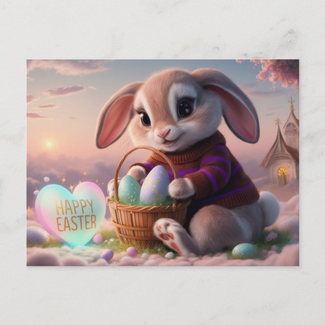 Cartão Postal Poscards Happy Easter Lapin 02 (Frente)