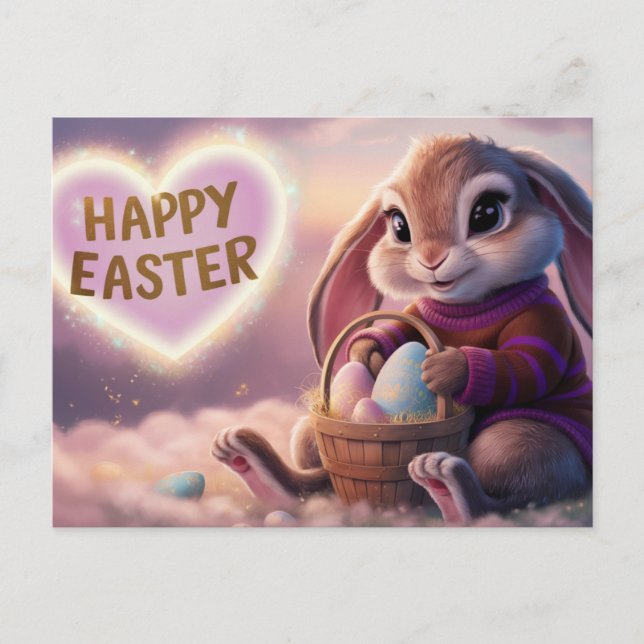 Cartão Postal Poscards Happy Easter Lapin 03 (Frente)