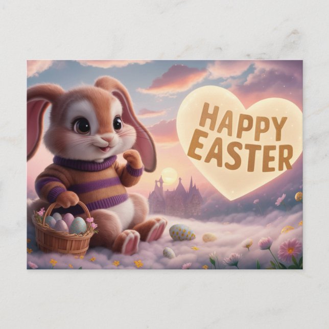 Cartão Postal Poscards Happy Easter Lapin 04 (Frente)