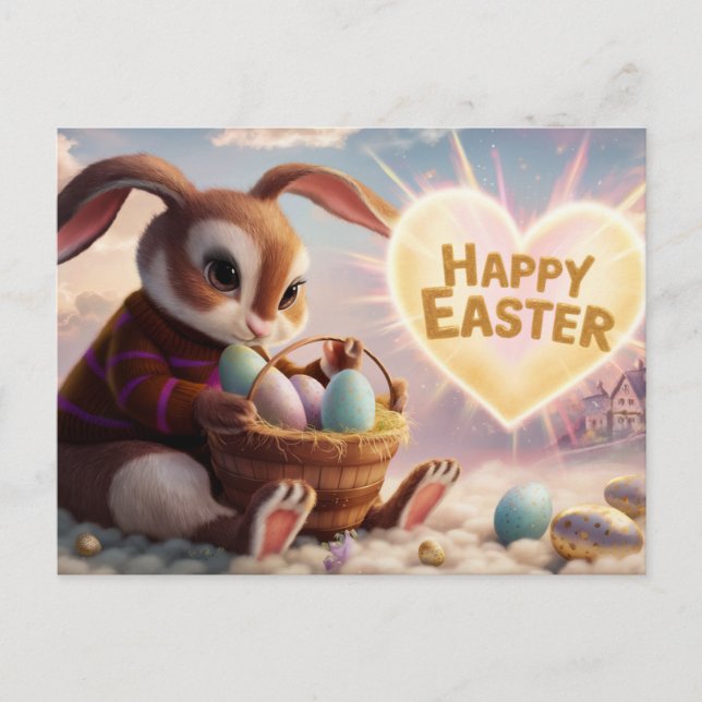 Cartão Postal Poscards Happy Easter Lapin 05 (Frente)