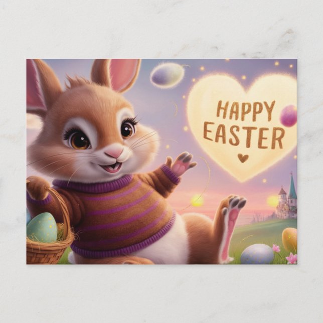 Cartão Postal Poscards Happy Easter Lapin 07 (Frente)