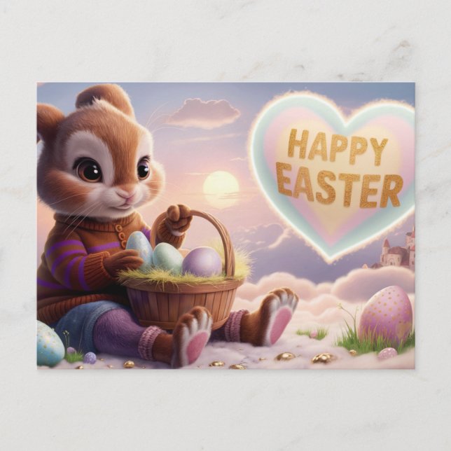 Cartão Postal Poscards Happy Easter Lapin 10 (Frente)