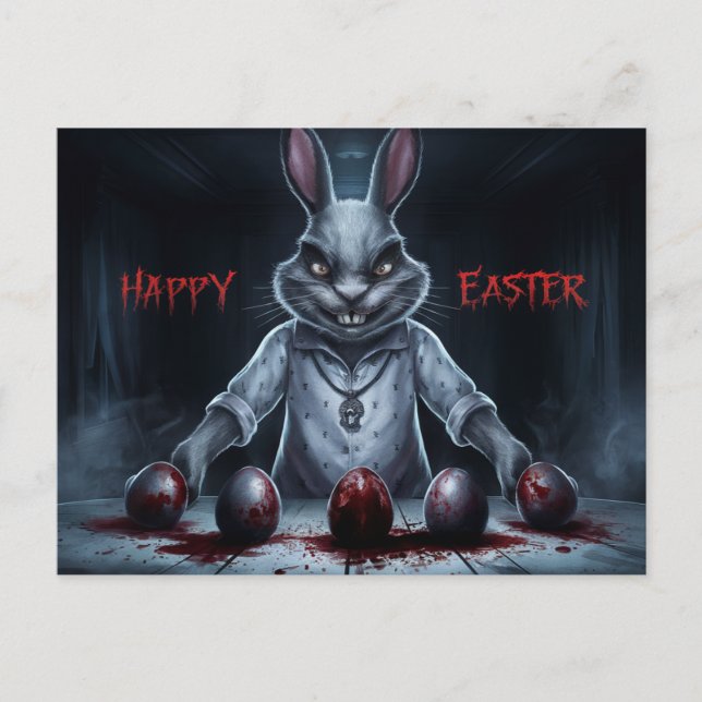 Cartão Postal Poscards Happy Easter Lapin Oeuf Horror 03 (Frente)