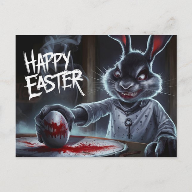 Cartão Postal Poscards Happy Easter Lapin Oeuf Horror 04 (Frente)