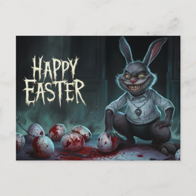 Cartão Postal Poscards Happy Easter Lapin Oeuf Horror 08 (Frente)