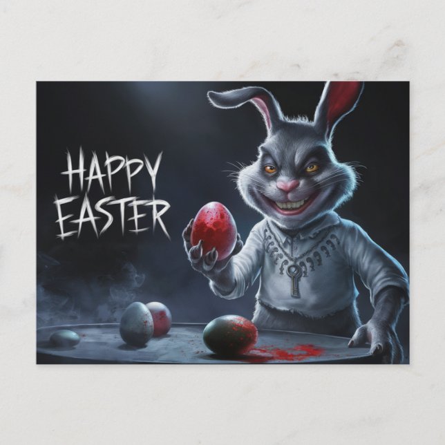 Cartão Postal Poscards Happy Easter Lapin Oeuf Horror 09 (Frente)