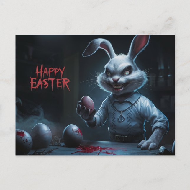 Cartão Postal Poscards Happy Easter Lapin Oeuf Horror 10 (Frente)