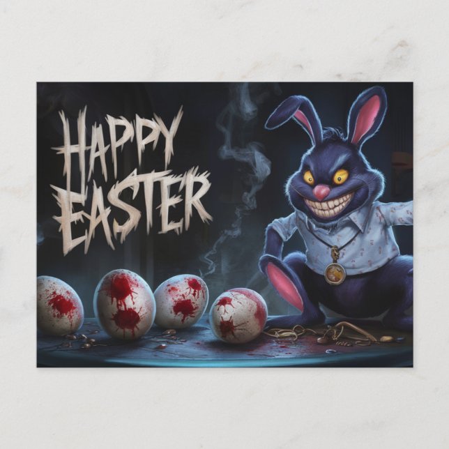Cartão Postal Poscards Happy Easter Lapin Oeuf Horror 11 (Frente)