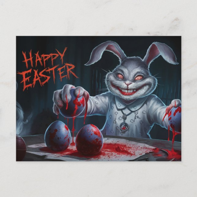 Cartão Postal Poscards Happy Easter Lapin Oeuf Horror 12 (Frente)